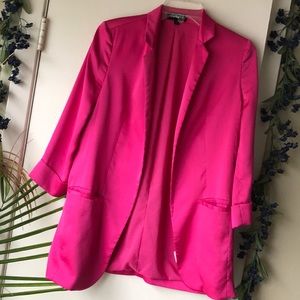 Express Hot Pink Satin Boyfriend Blazer